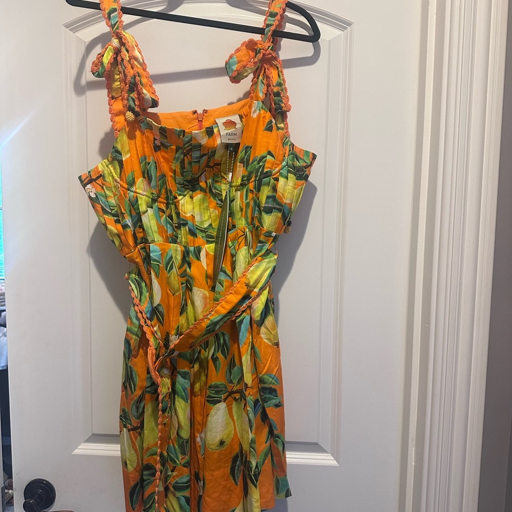 Orange Floral Dress with Tie Straps